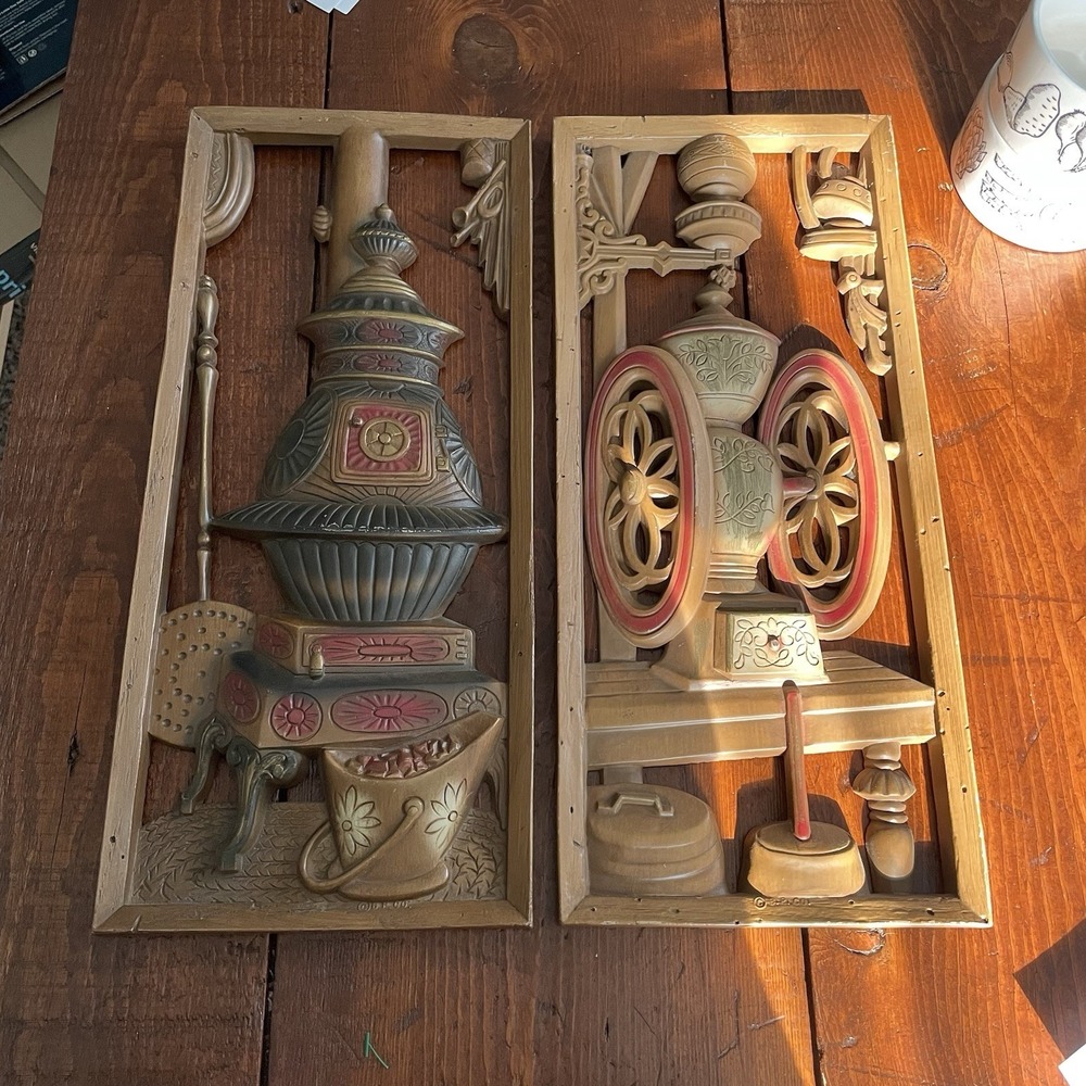 Vintage Home Burwood Framed Pot Belly Stove & Coffee Grinder Wall Decor